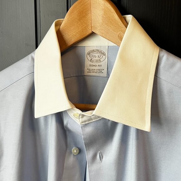 Brooks Brothers Contrast Collar Shirt - Soho Fit Size 15.5 x 32 - Picture 1 of 10